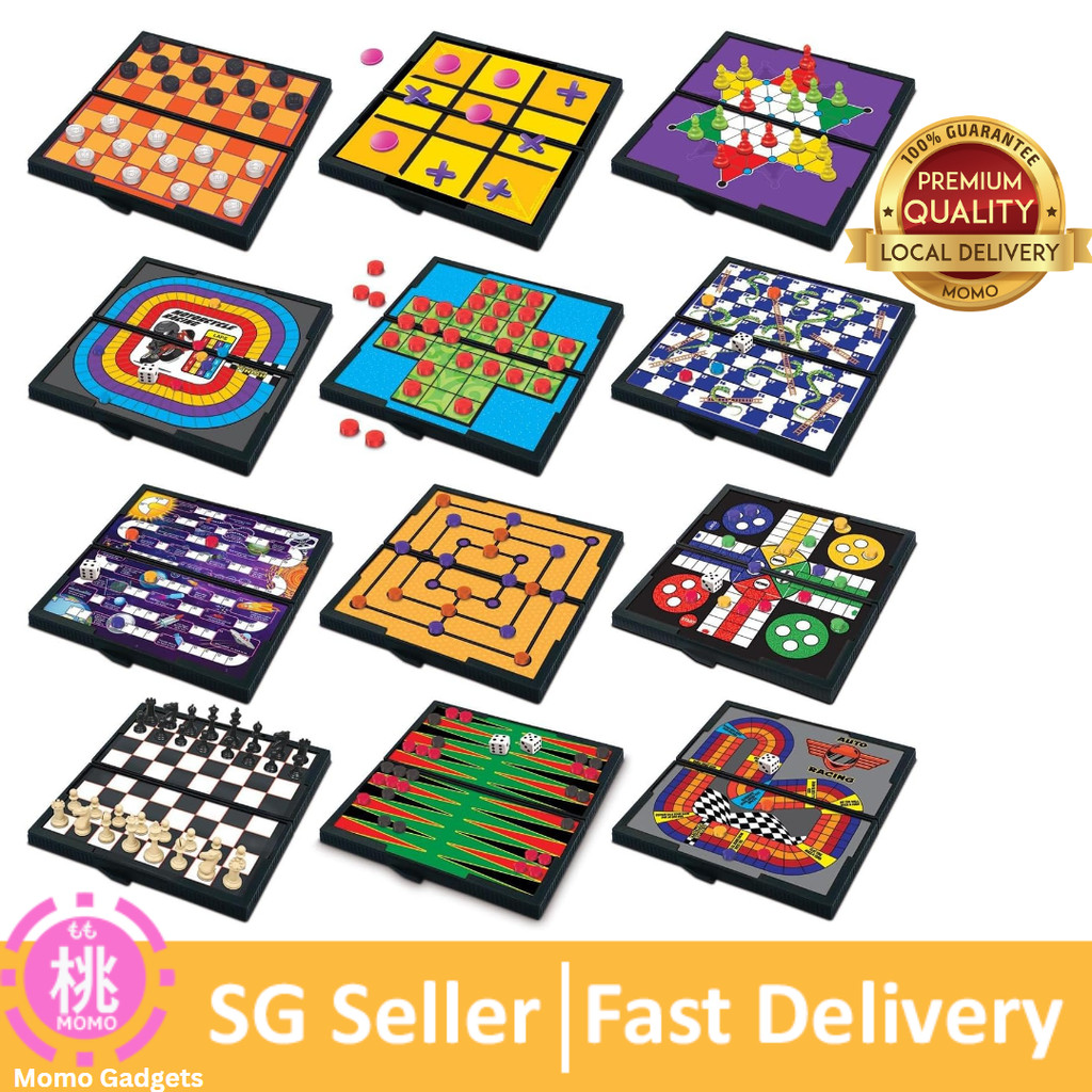 Magnetic Board Game Set - Includes 12 Retro Fun Games - 5