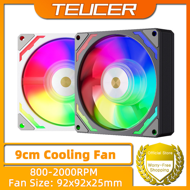 TEUCER 9cm ARGB Cooling Fan 800-2200RPM PWM Quiet Fan for ITX Case and ...