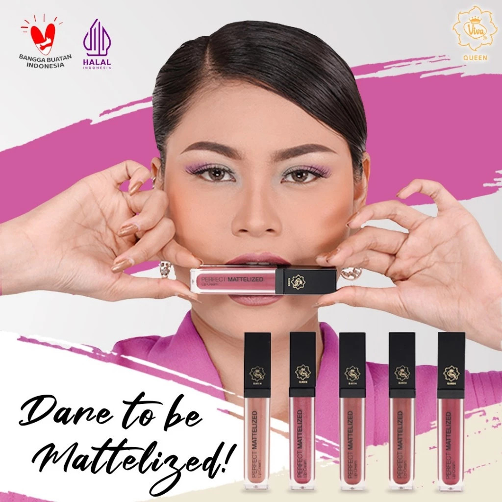 Viva LIPS SERIES - Mattelized Lip Cream - Moisture Balm - Bright Lip Serum / Merah Jingga Official - Gambar 2