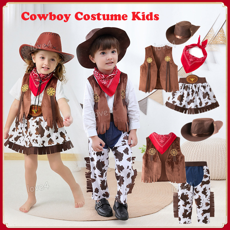 Vest Cowboy Attire Kids 5pcs Sets Western Cowboy Costume For Kids