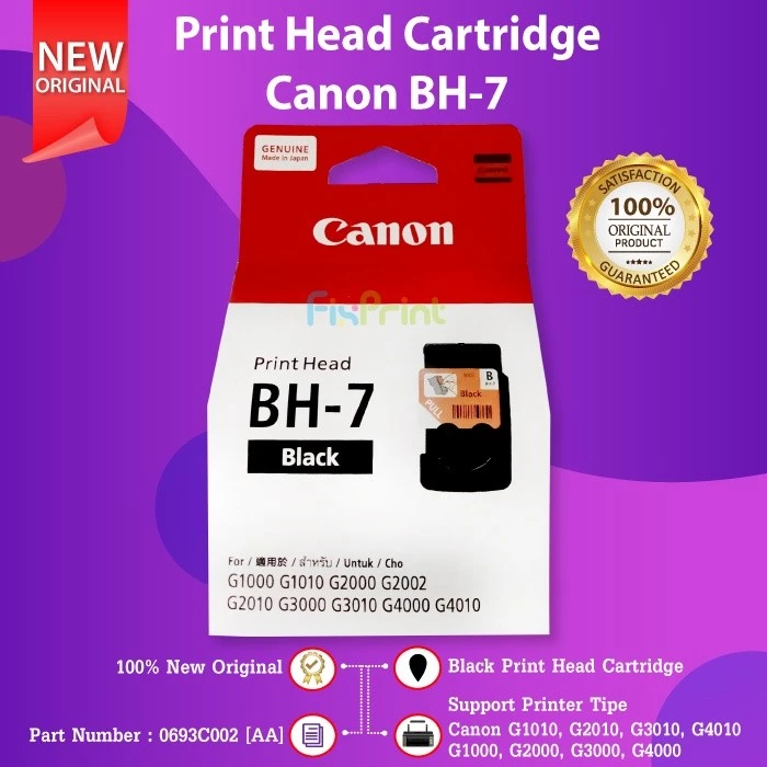 FixPrint Cartridge Tinta Canon BH7 CH7 Print Head G1000 G2000 G3000 G4000 Printer InkTank G1010 G2010 G3010 G4010 Black Color Hitam Warna QY6-8003-000 CA-91 CA-92 Original Ori Asli QY6-8003