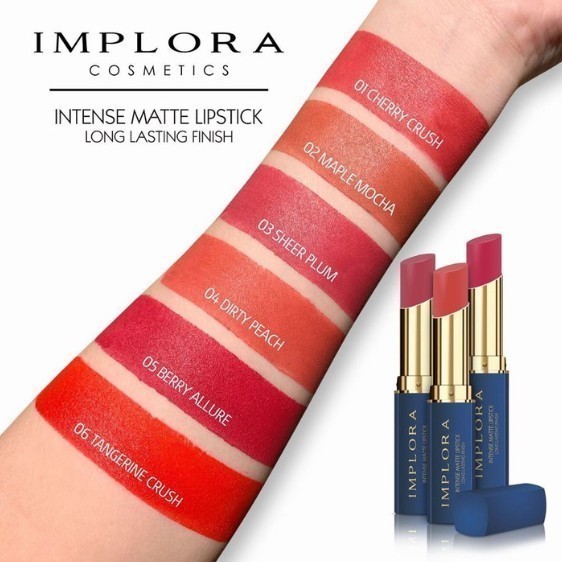 IMPLORA Intense Matte Lipstick / Merah Jingga Office - Gambar 4