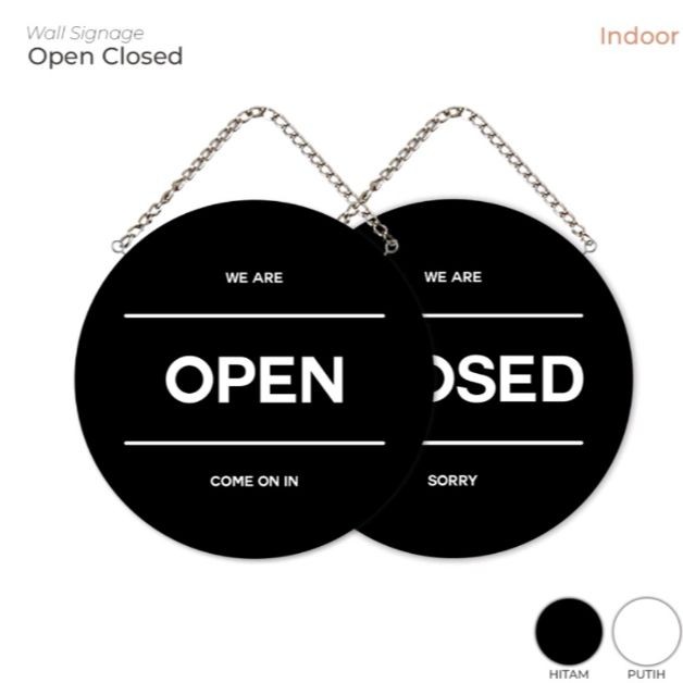 Open Close Signage - Black Open Close Sign - Open Closed Wall Signage ...