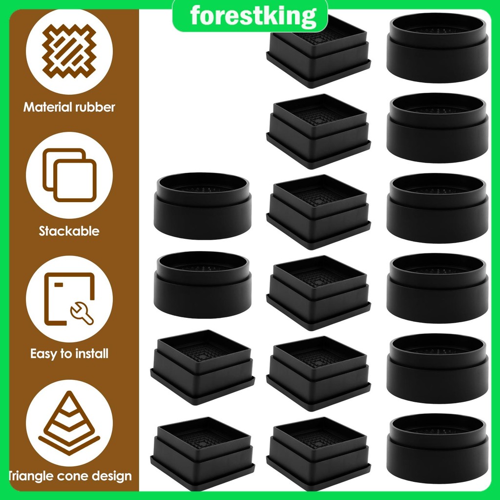8Pcs Bed Risers Sturdy Stable Furniture Risers Anti Slip Bed Raising ...