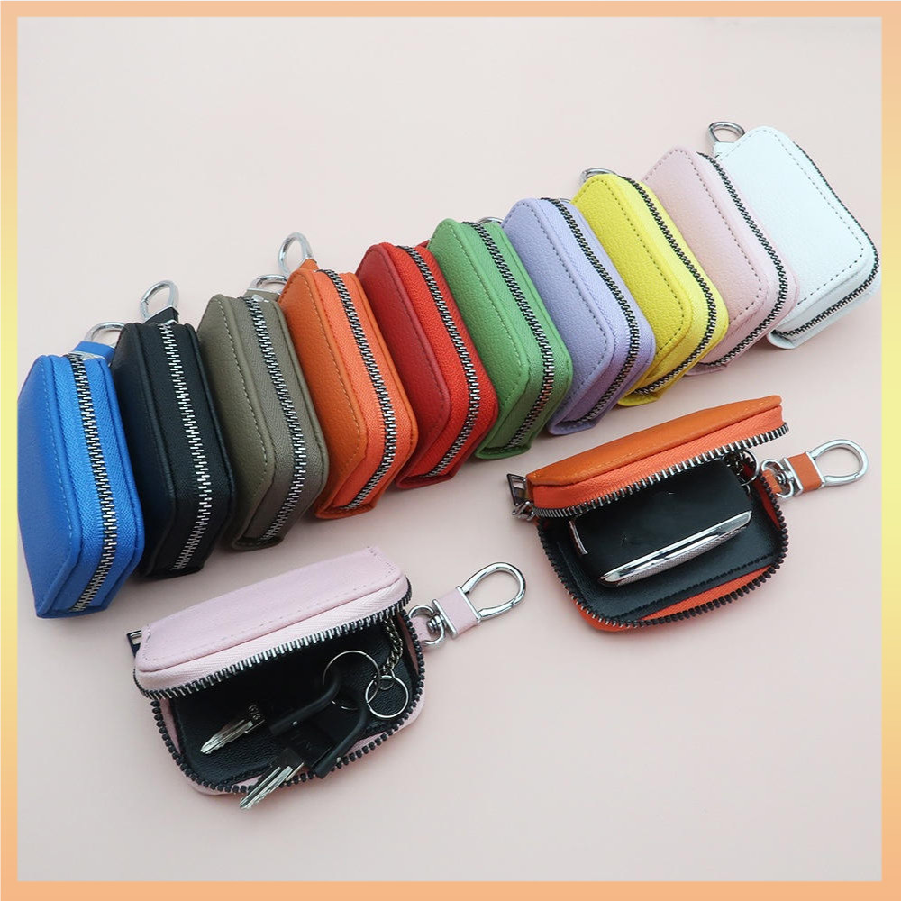 Zipper Key Case Unisex Key Organizer Leather Compact For Car Keys ...