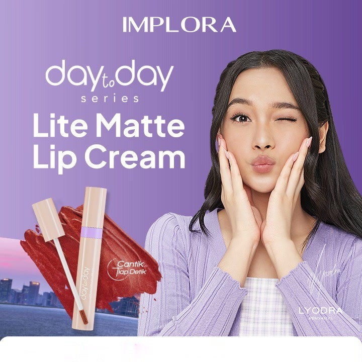 Implora Day To Day Series Lite Matte Lip Cream / Merah Jingga Official - Gambar 2