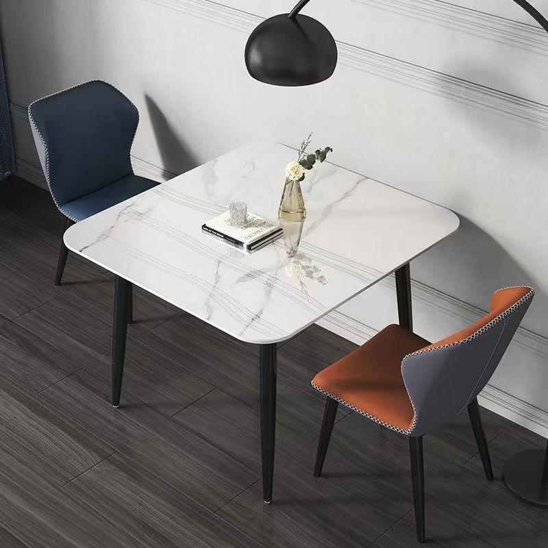 Nordic Imported Glossy Stone Plate Dining Table Square Small Apartment ...
