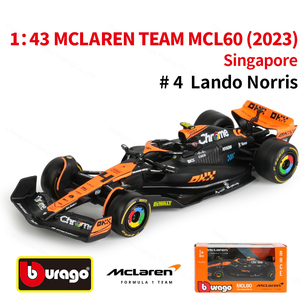 Bburago RB18 & MCL60 ミニカーセット Bburago 1:43 2023 Mclaren Singapore MCL60 F1 Formula Car Die Cast