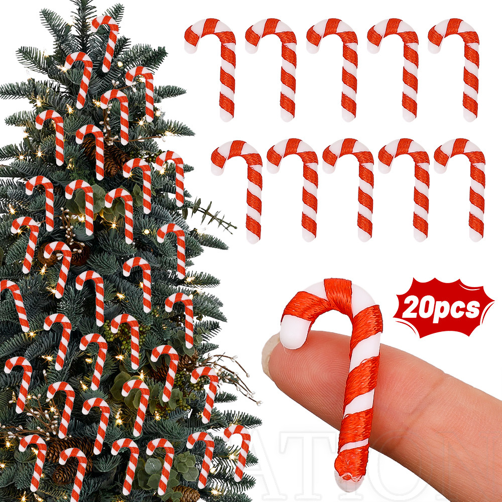 20PCS Mini Size Candy Cane - Red White Candy Ornaments - Christmas Tree ...
