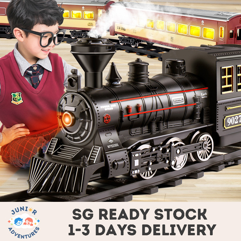 Electric Train Track Steam Spray Simulated Classical Railway Train Set ...