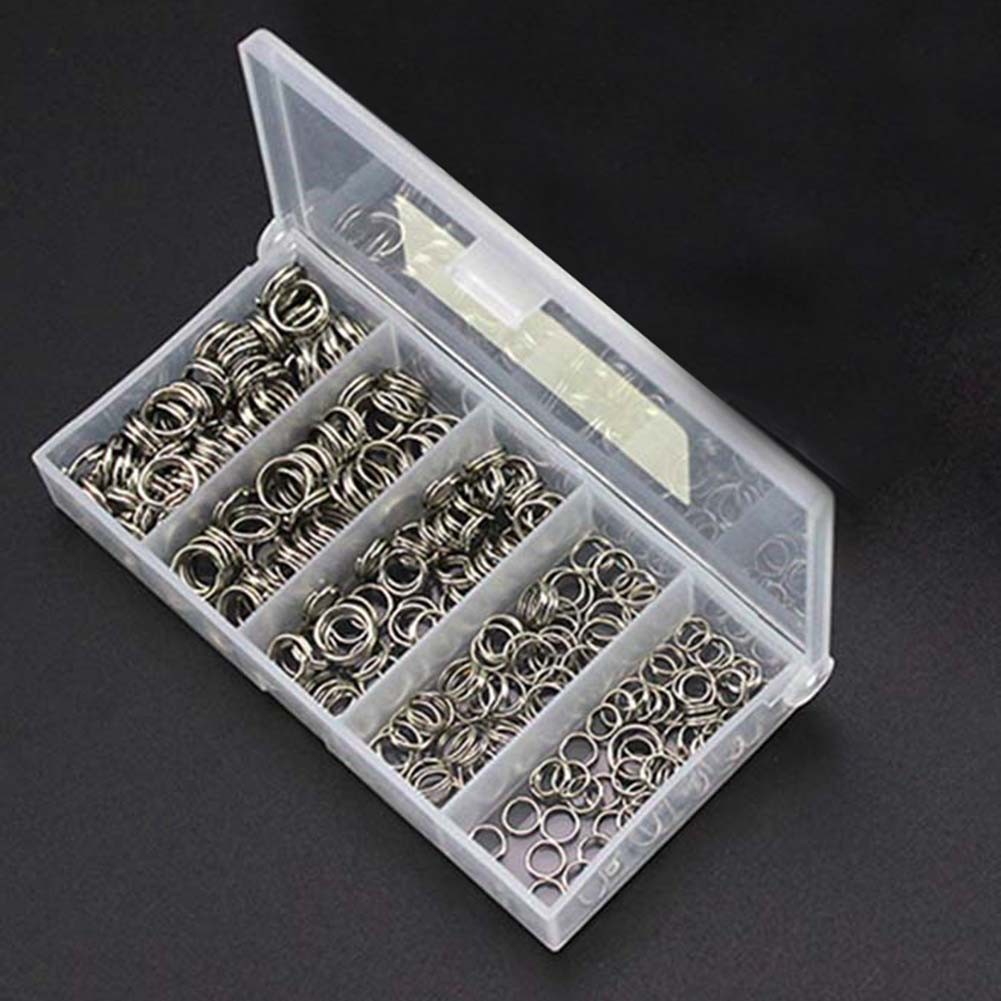 250pcs 5-Size Stainless Steel Fishing Split Rings Double Loop ...