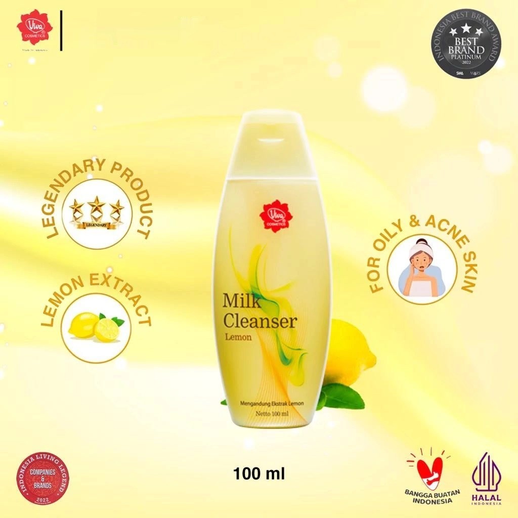 Viva Milk Cleanser Lemon 100 ml & 200 ml / Merah Jingga Official - Gambar 2