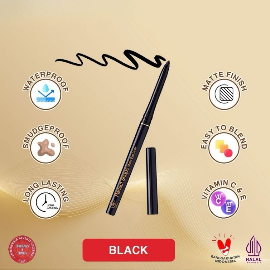 Viva Queen Perfect Shape Pencil Matic Eye Liner Black (WATERPROOF)-EyeLiner / Merah Jingga Official - Gambar 2