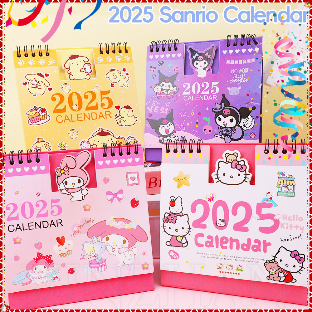 2025 Sanrio Desk Calendar - Standing Coil Cover Record Book Calendar ...