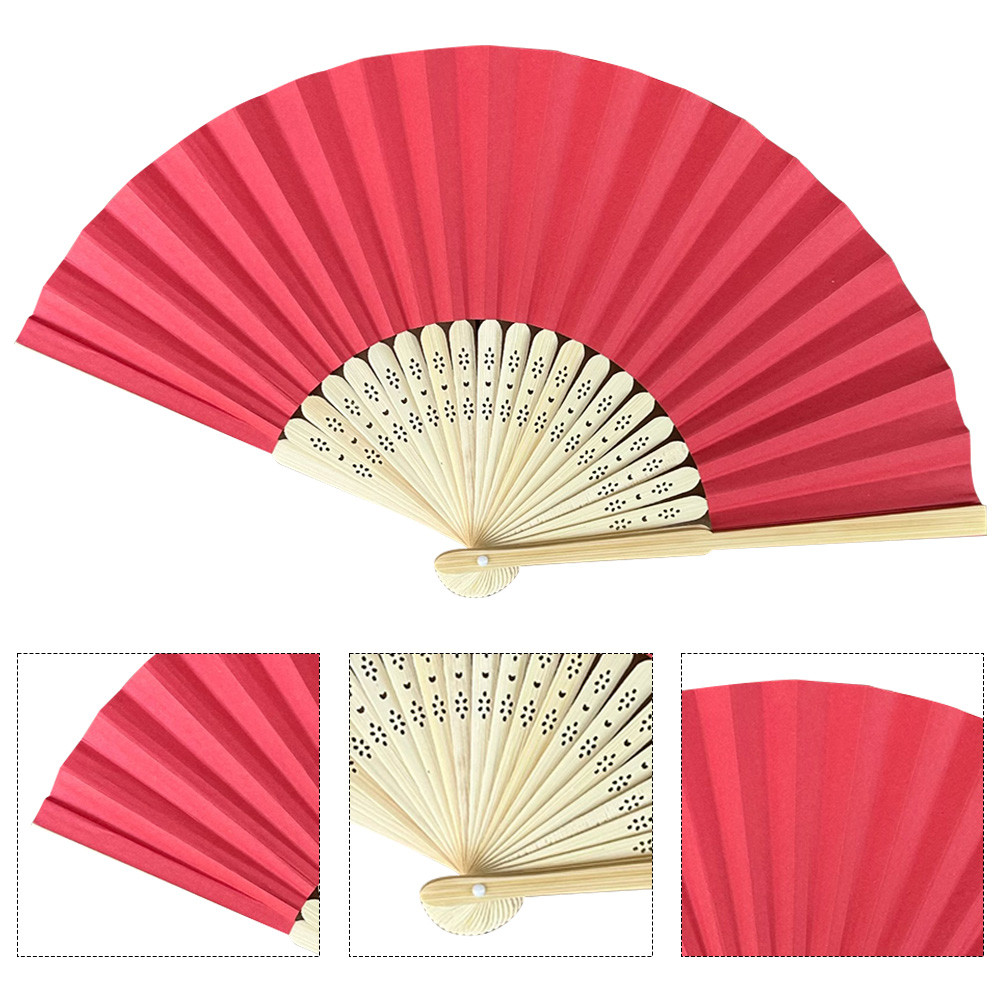Hand Fan Pocket Folding Fan Solid Color Bamboo Paper Fan Guest Fans for ...