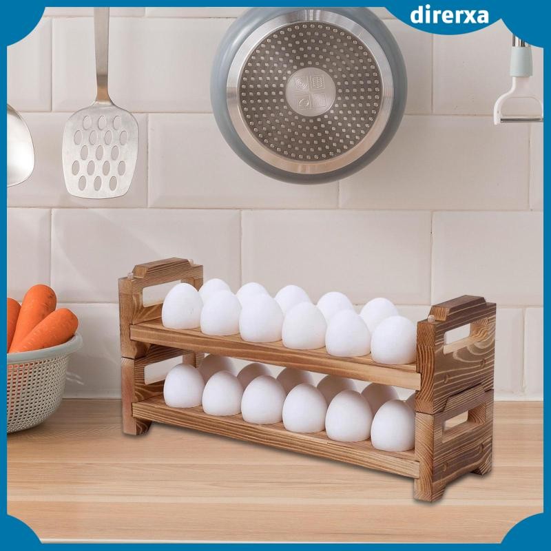 [Direrxa] Egg Container Rack Wood Egg Tray Refrigerator Tray Display ...