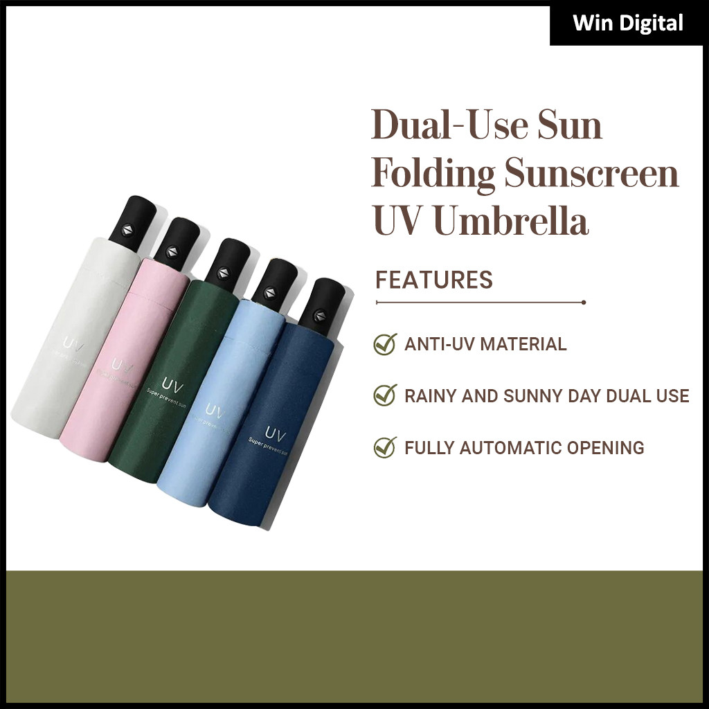 Dual-Use Sun Umbrella Folding Sunscreen UV Umbrella 8 Bone Rain Parasol ...