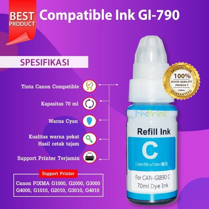 FixPrint Tinta Compatible GI790 GI-790 Refill G1000 G2000 G3000 G4000 - Gambar 2