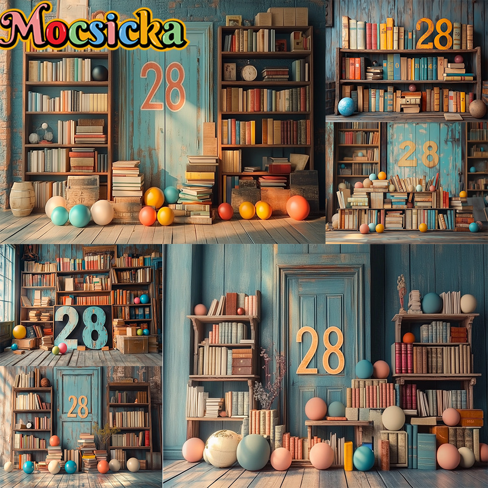 Photography Background Back To School Bookcase Books Decoration ...