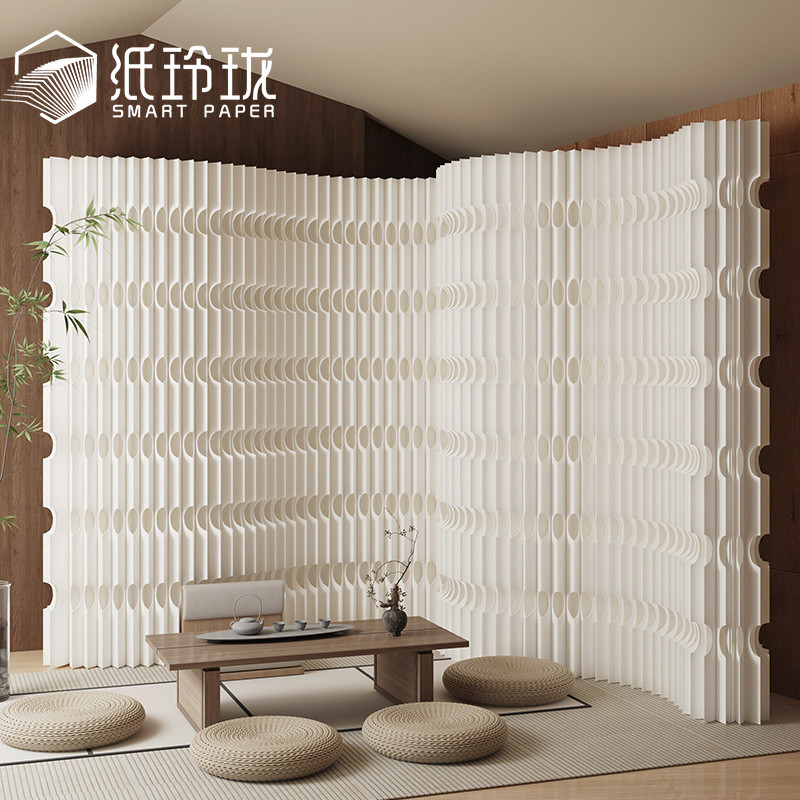 Creative Folding Office Partition White Organ Paper Wall Exhibition ...