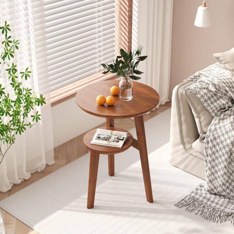 Sofa side a few solid wood small round table household simple moving ...