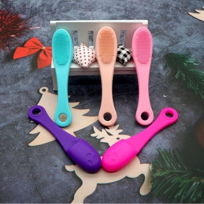 1PCS Sikat Pembersih Komedo Wajah Silicone Cleaning Pad Stick Jari Finger Penggosok Brush Nose Silikon A047 - Gambar 3