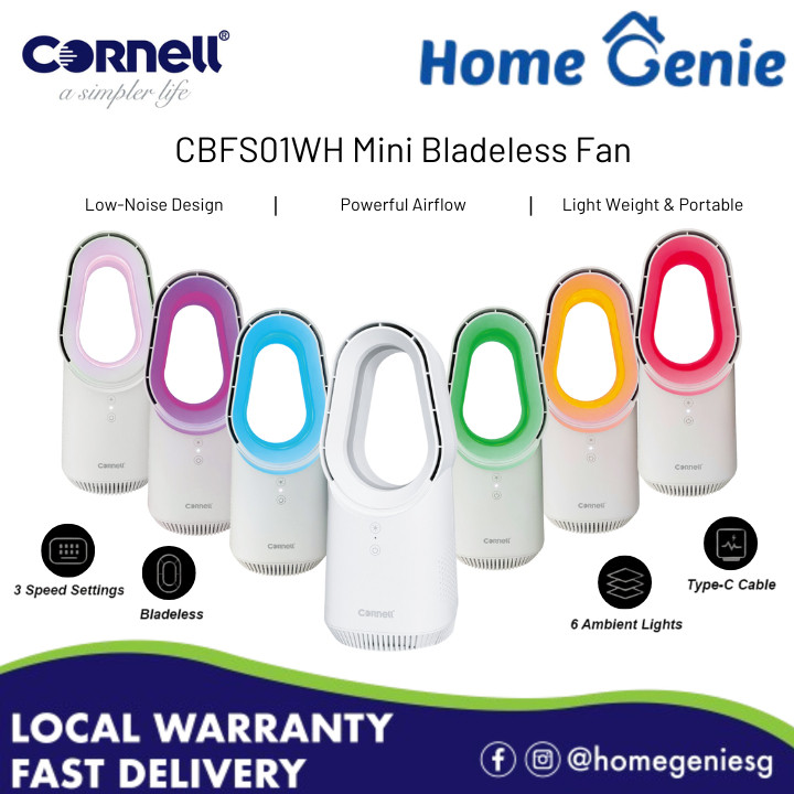 Cornell CBFS01WH Mini Bladeless Fan with Ambient Light | Shopee Singapore