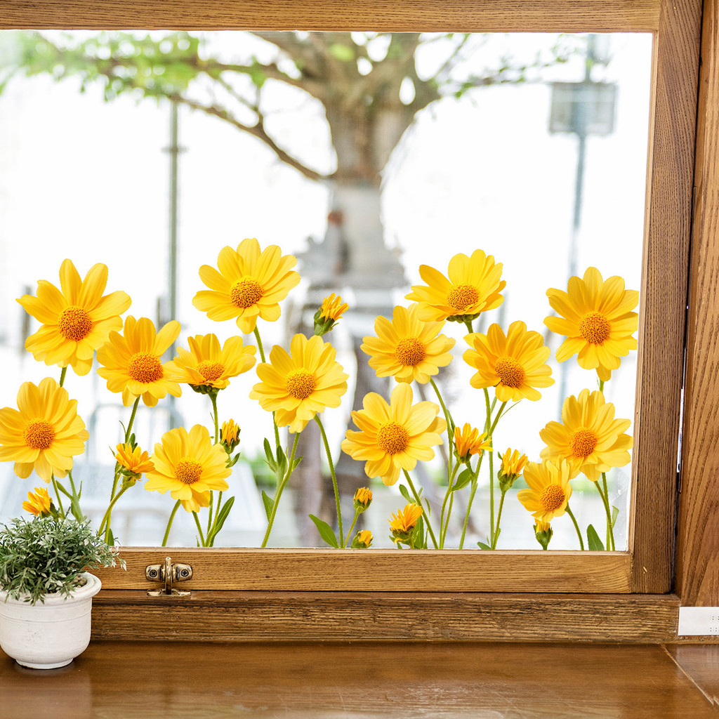 Sunflower Glass Stickers Wall Decal Removable for Bedroom Living Room ...
