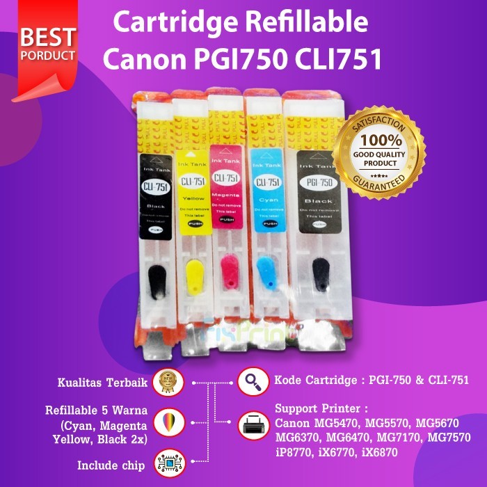 FixPrint Ciss MCISS Canon PGI750 CLI751, Printer Canon Pixma MG5470 MG637 - Gambar 2