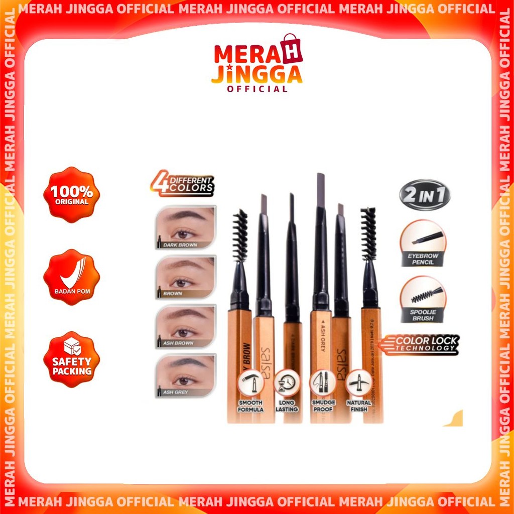 Salsa Easy Brow 2 in 1 Matic Eyebrow Pencil Pensil Alis / Merah Jingga Official