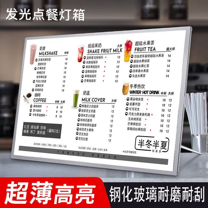 Bar Counter LED Price List Milk Tea Shop Illuminated Light Box Ordering ...