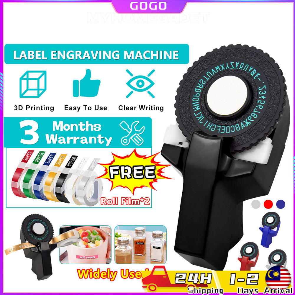 Multicolor Manual Label Maker Sticker Nama Dymo 3D Embossing Sticker ...