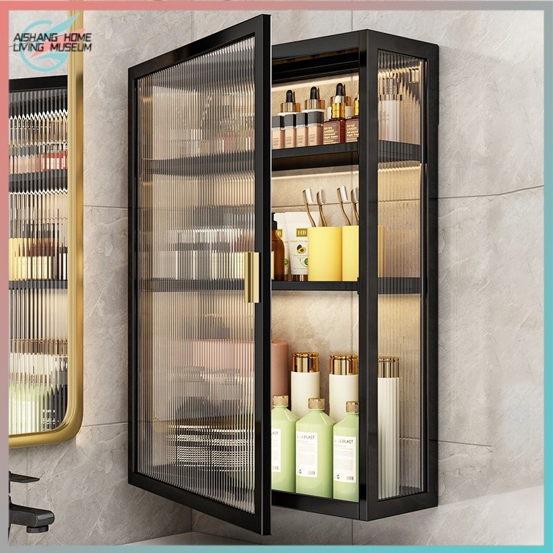 Bathroom Storage toilet cosmetics dressing storage cabinet punch-free ...