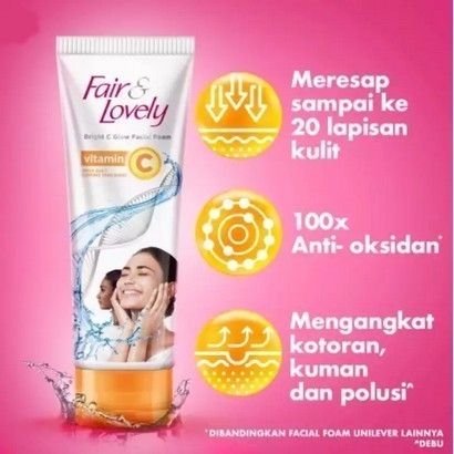 Glow & Lovely Vitamin C Bright C Glow Facial Foam 100gr / Merah Jingga Official - Gambar 3