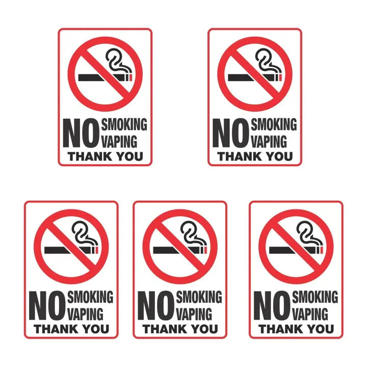 5pcs 12x18cm No Smoking Vaping Sticker Signs Self-Adhesive Ultimate UV ...