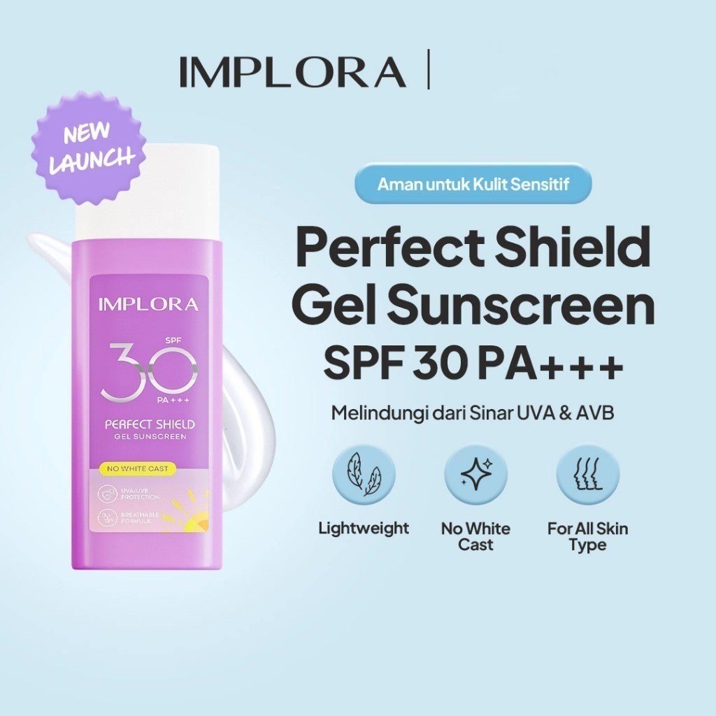 Implora Perfect Shield Gel Sunscreen SPF 30 PA+++ 50ml / Merah Jingga Official - Gambar 3