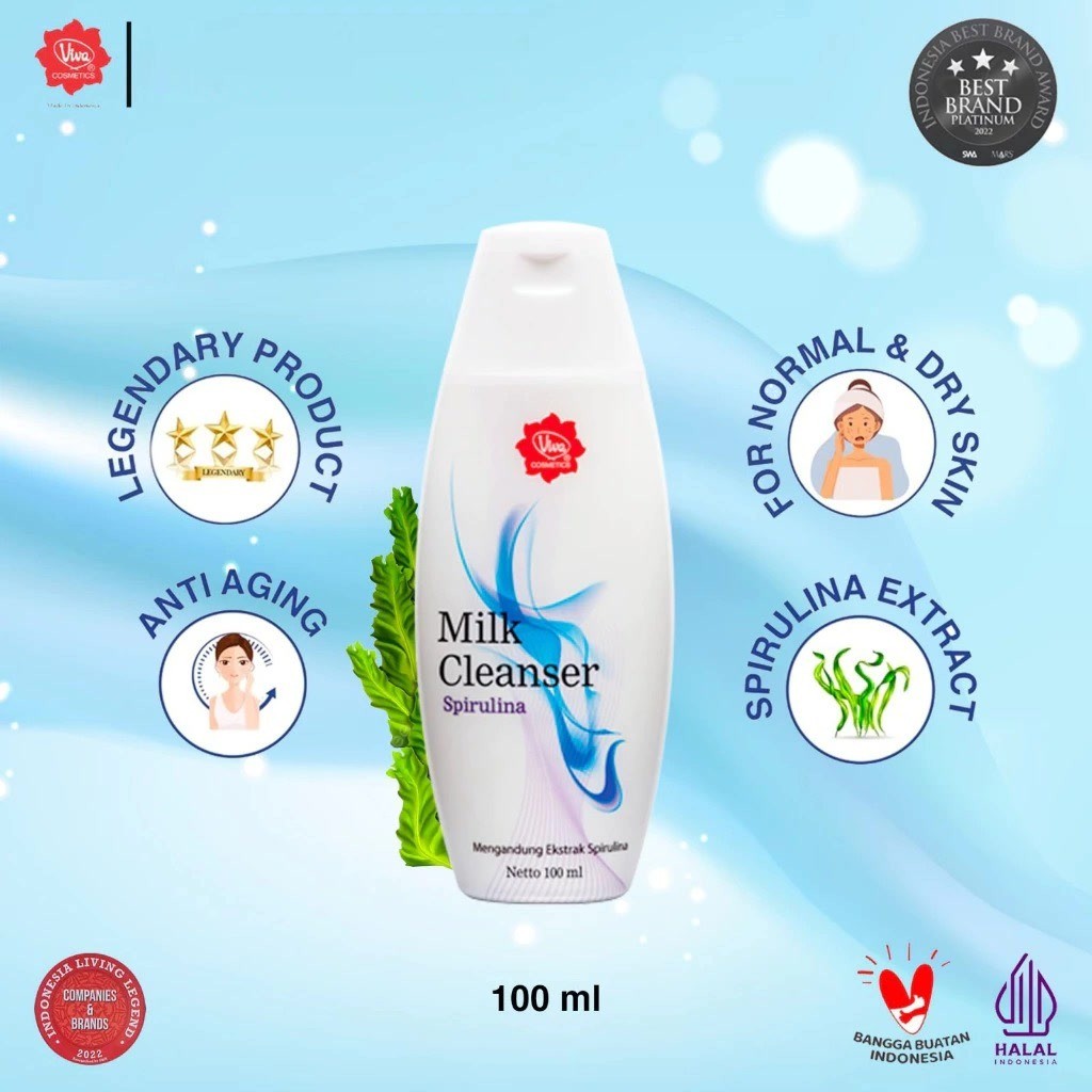 Viva Milk Cleanser Spirulina 100 ml / Merah Jingga Official - Gambar 2