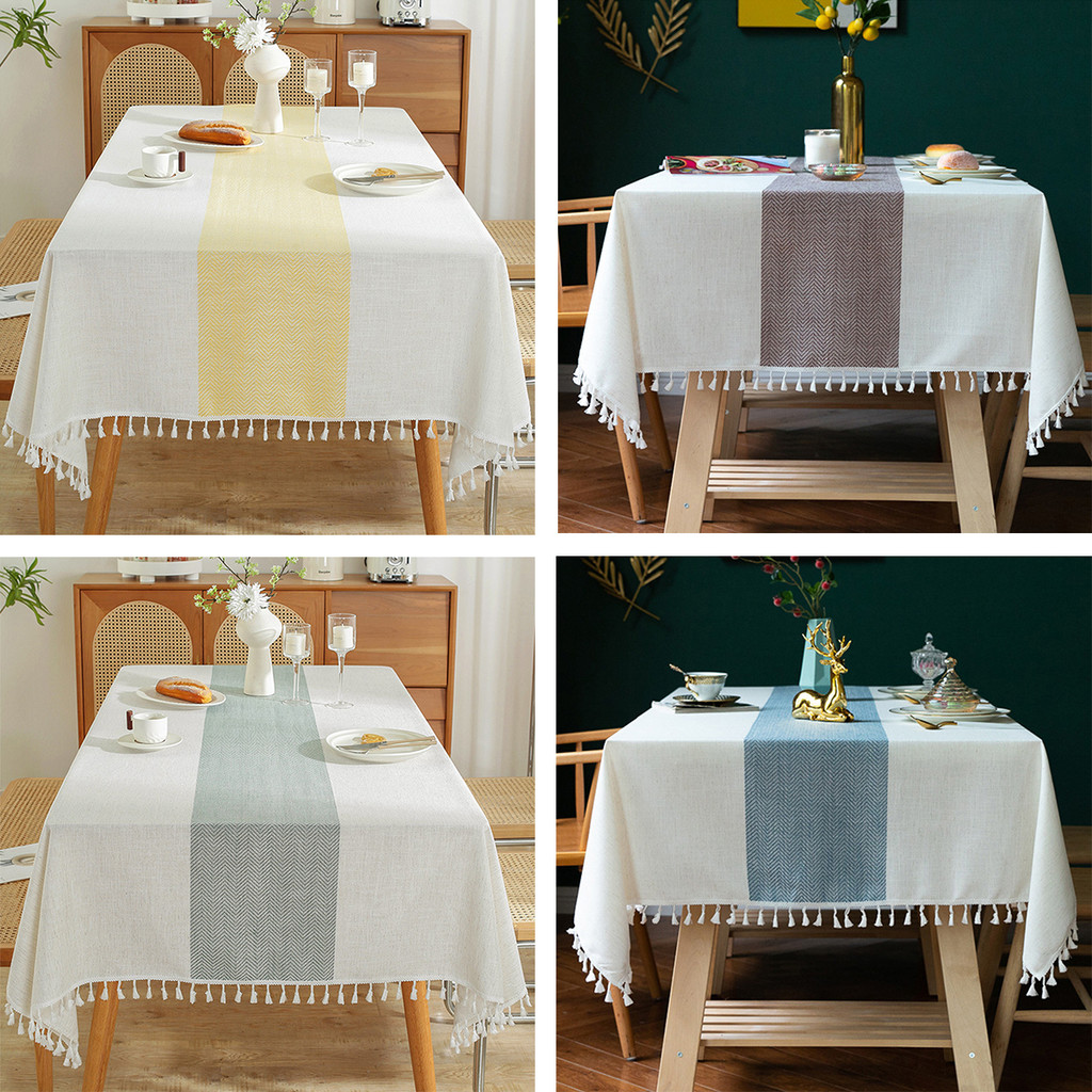 Tablecloths for Rectangle Tables Wrinkle Free Farmhouse Dining Table ...