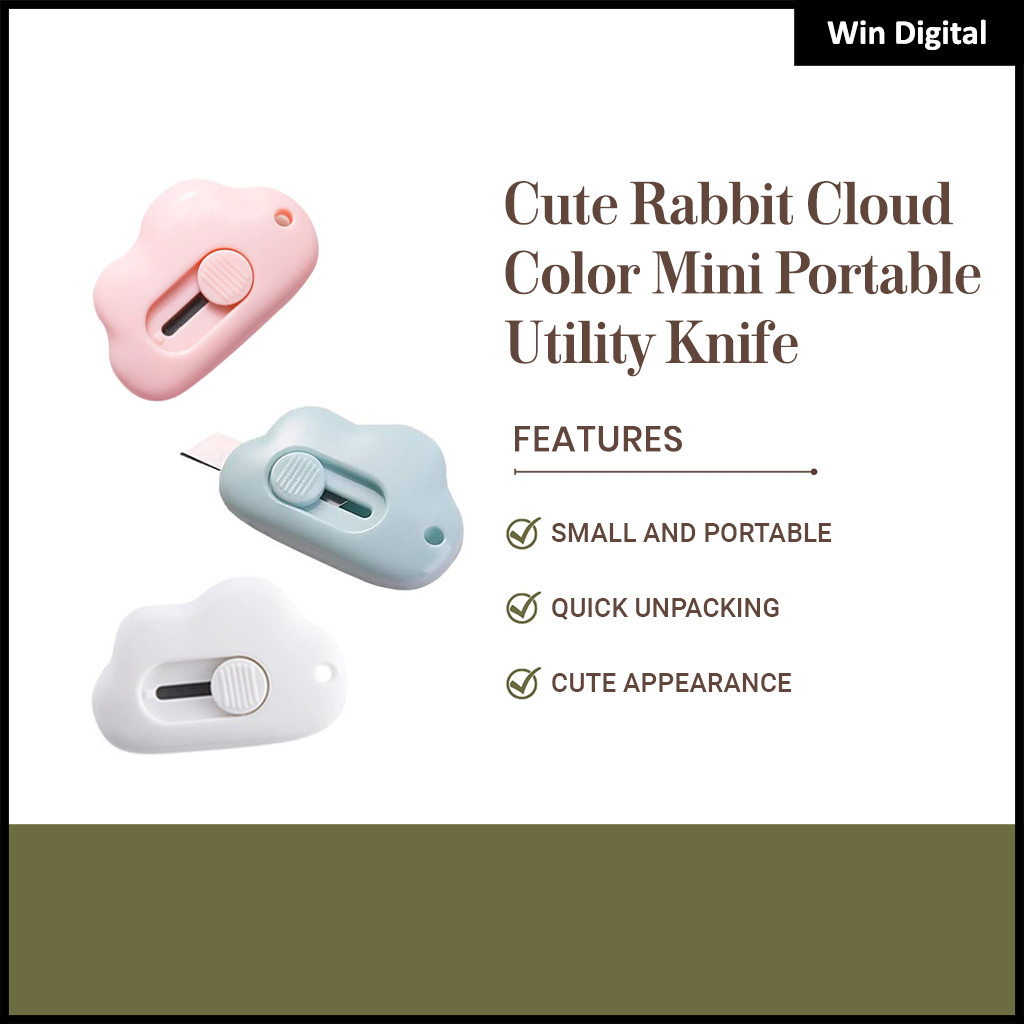 Cute Rabbit Cloud Color Mini Portable Utility Knife Paper Cutter ...