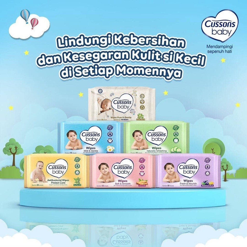Cussons Baby Wipes - Tisu Basah Bayi - Ganti Popok 45's / Merah jingga Official - Gambar 3