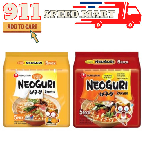 [911] Nongshim Neoguri 120g*5 packs ( Seafood & Spicy / Seafood & Mild ...