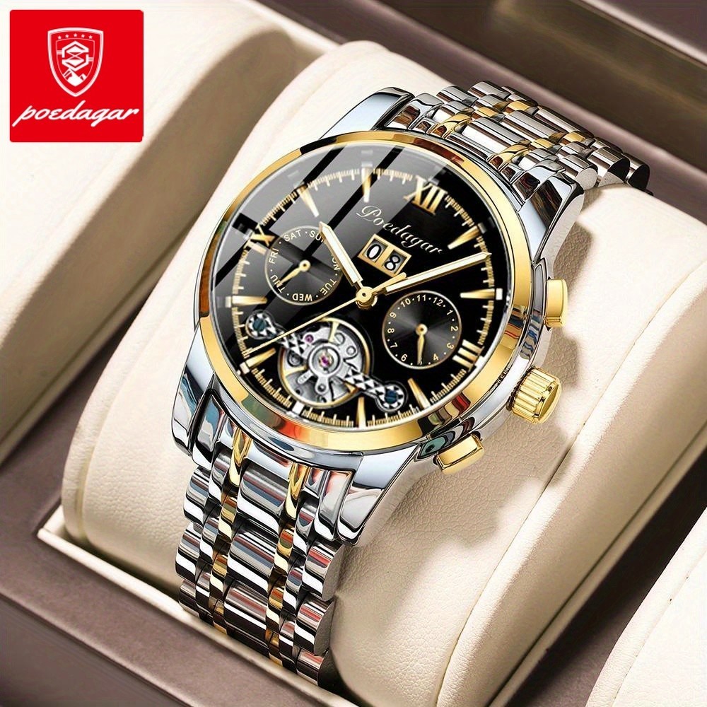 POEDAGAR watch, fully automatic mechanical with solid stainless steel ...