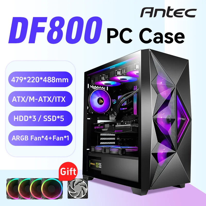 Antec DF800 FLUX PC Case Glass Side Translucent Case ATX Mid Tower ...