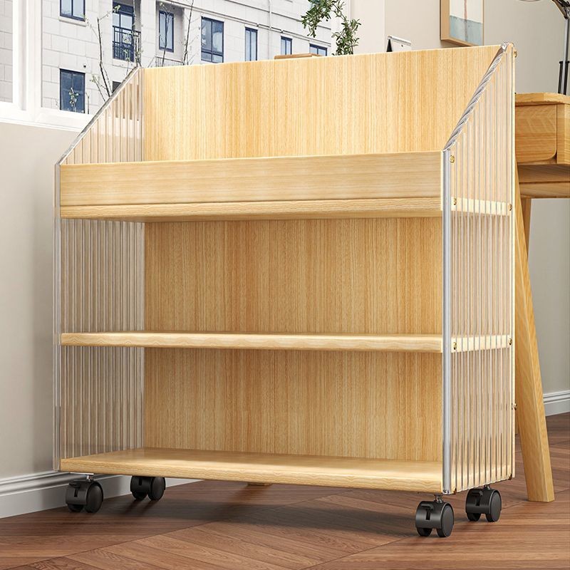 Small Bookshelf Movable Desk with Wheels Book Storage Rack Floor Table ...