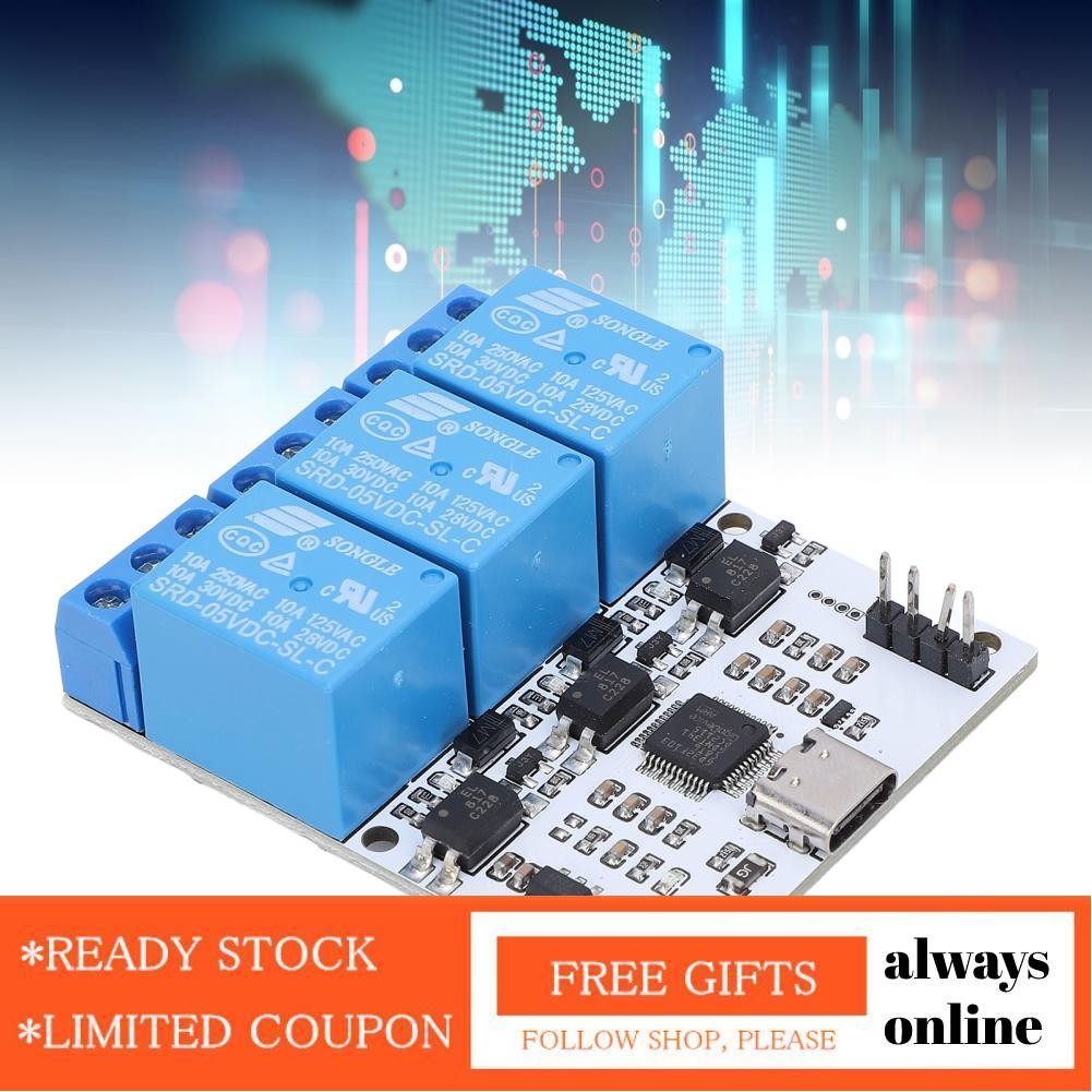 Alwaysonline USB To Serial Relay Module LED Indicator 3 Channel ...