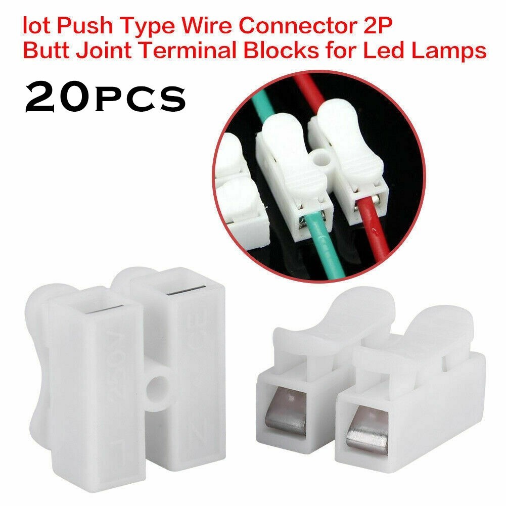 [HOT] 20Pcs CH2 Spring Quick Wire Connector Cable Clamp Terminal Block ...