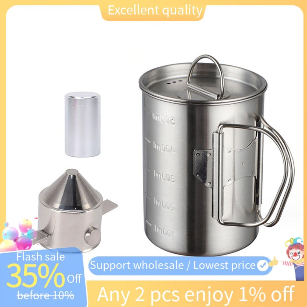 Gobelets Camping Inox Avec Anses Pliables - Lot De Tasses Pliables Pour Randonnée