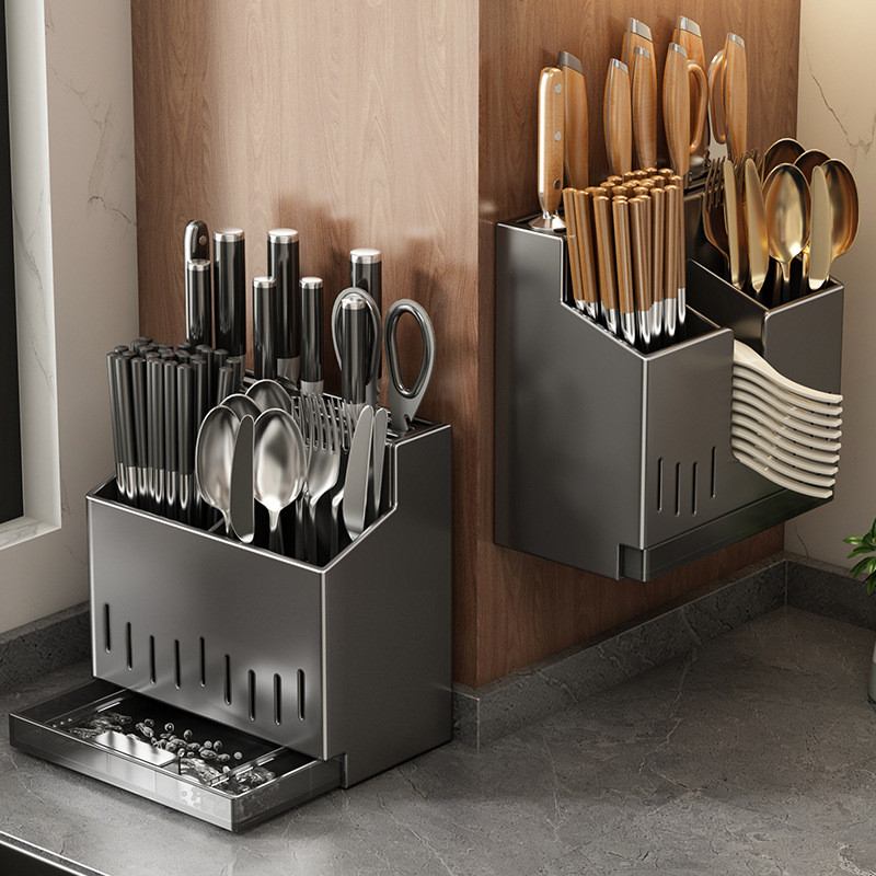 Kitchen Knife Chopsticks Basket Rack Multifunctional Perforation-Free ...
