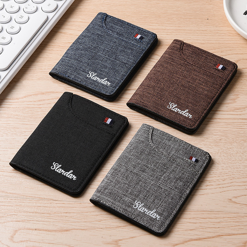 Wallet Men's Canvas Ultrathin and Simple Short Sewing Line Wallet ...
