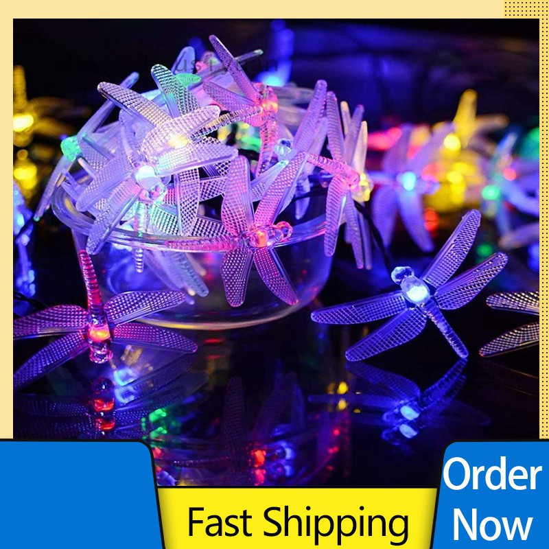 Solar lights LED dragonfly Fairy Lights festive string lights Christmas ...
